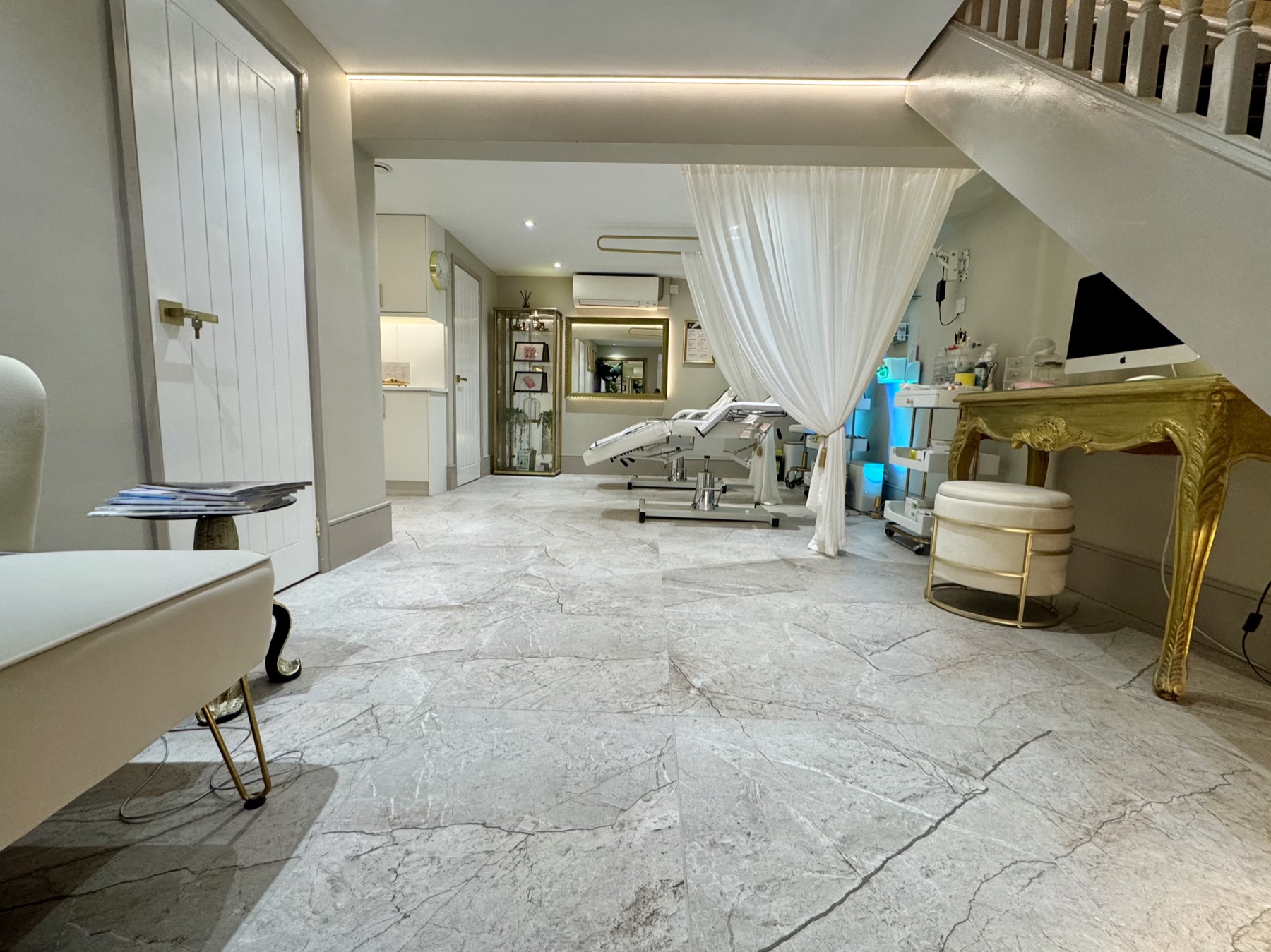 The treatment floor at Banana Beauty Lab, Fulham